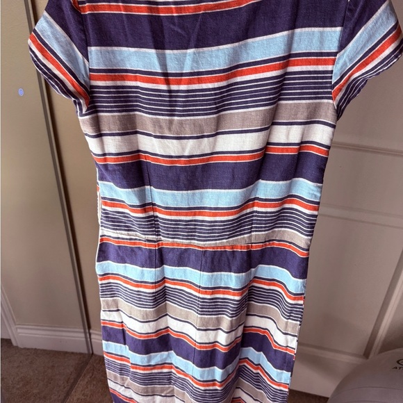 EUC- Lily & Me Striped Linen Blend Midi Dress - Blue, orange, White- Size Small - Picture 6 of 9